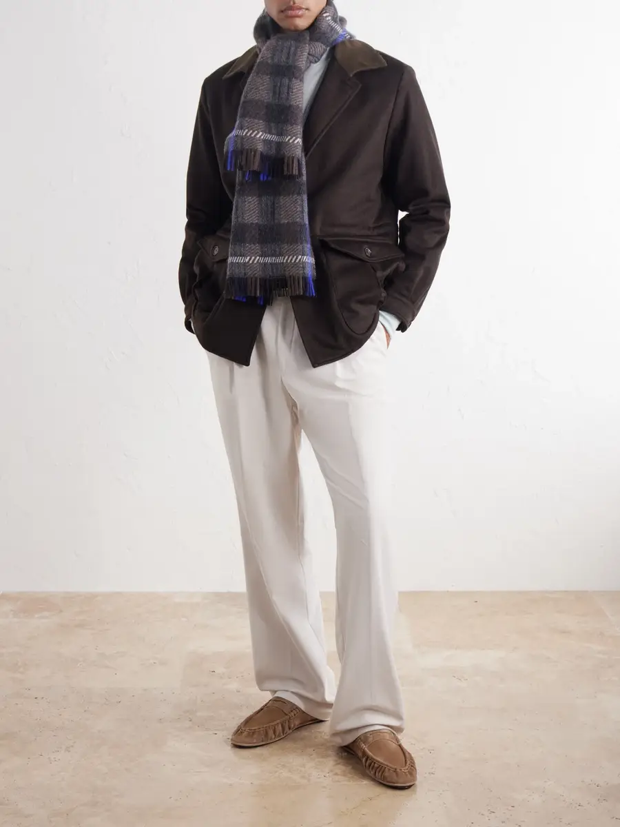 Johnstons of Elgin Hirta Checked Cashmere Scarf - Men | Thumbnail 2