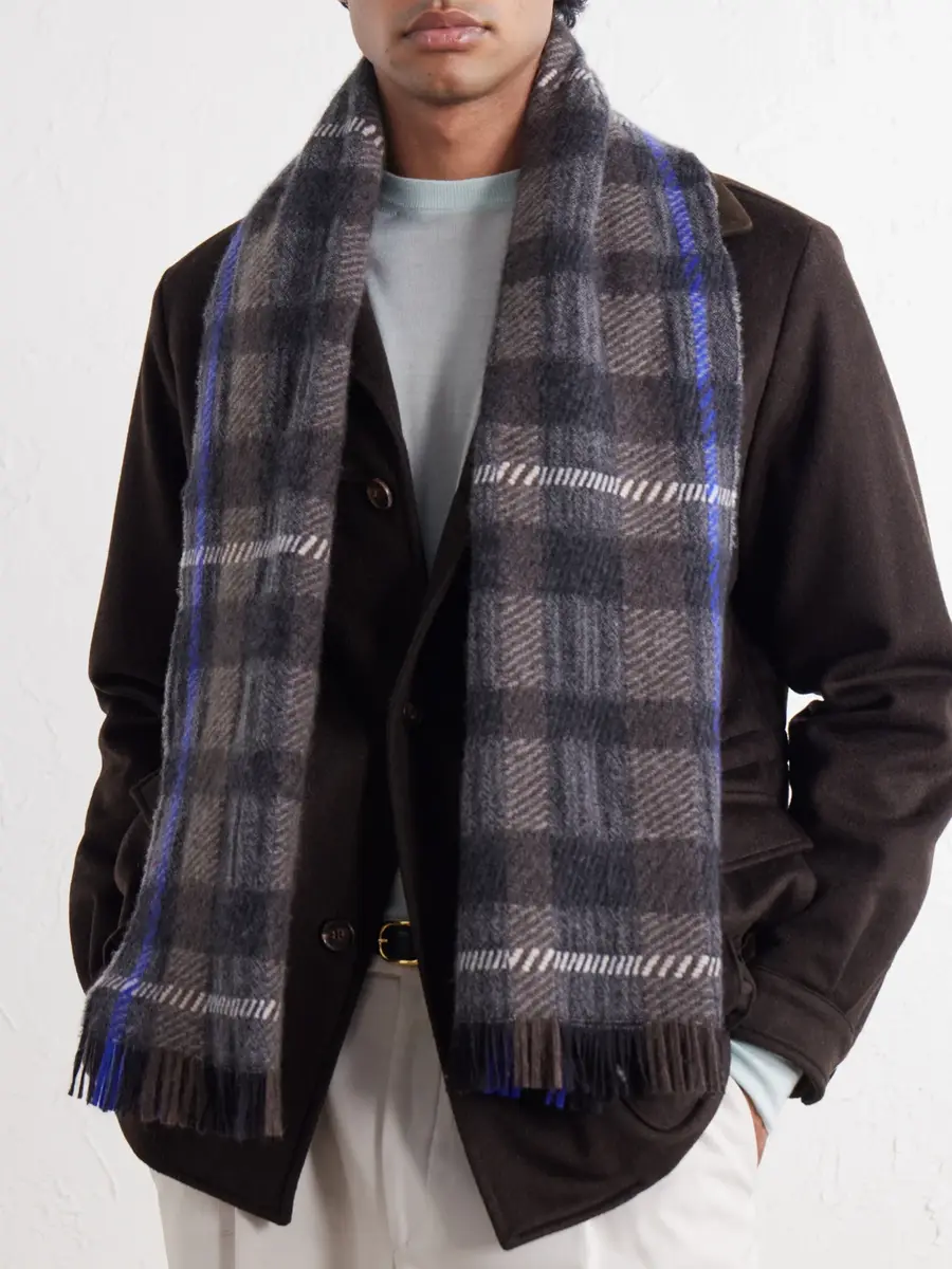 Johnstons of Elgin Hirta Checked Cashmere Scarf - Men | Thumbnail 3