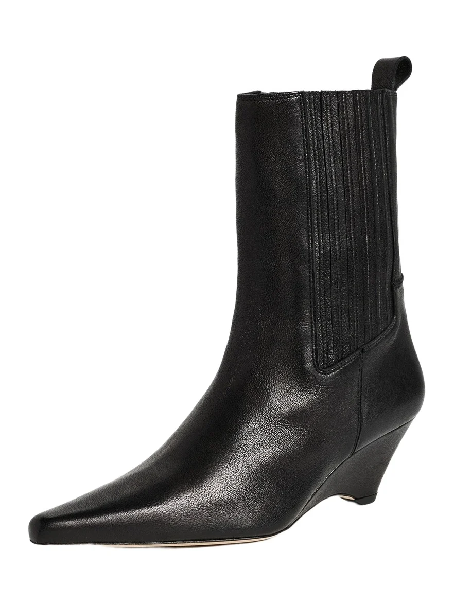 Cinq à Sept Parker Curved Wedge Leather Chelsea Boots