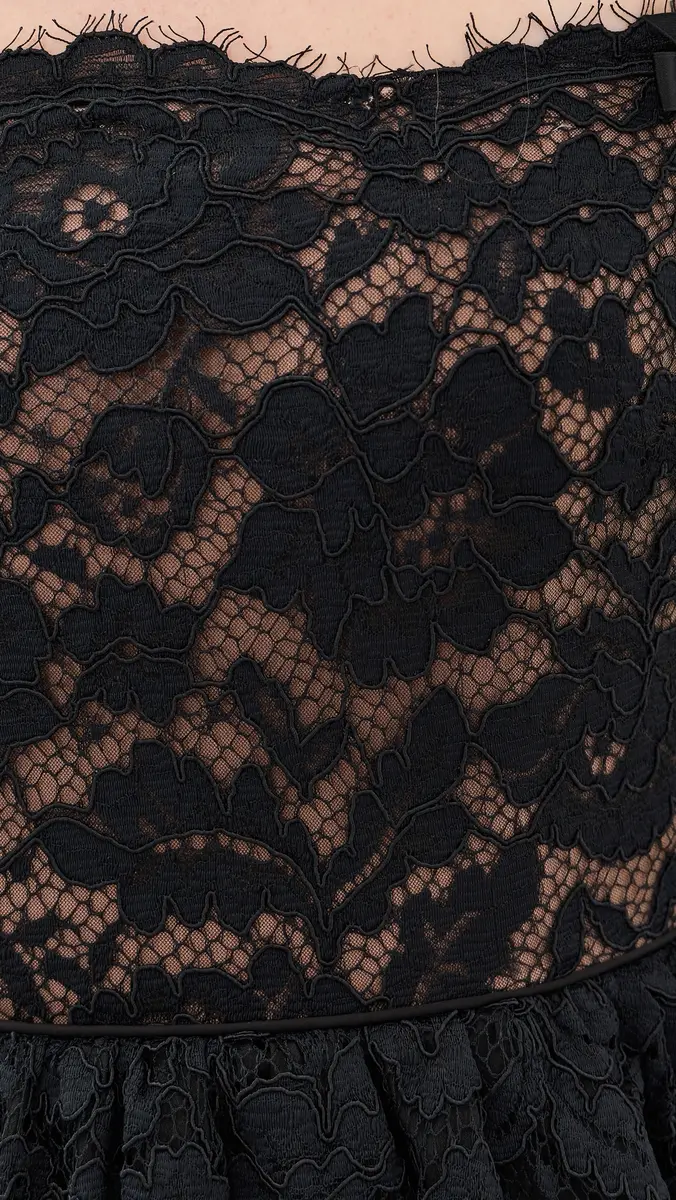 Self-Portrait Black Fine Lace Peplum Midi Dress | Thumbnail 6 Self-Portrait Black Fine Lace Peplum Midi Dress | Thumbnail 6