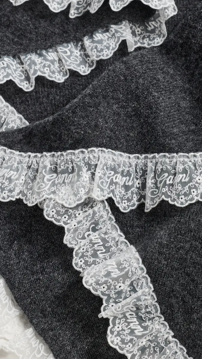 Ganni Wool Lace Triangular Scarf XXL | Thumbnail 4