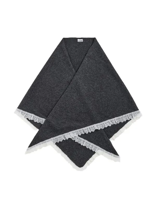 Wool Lace Triangular Scarf XXL