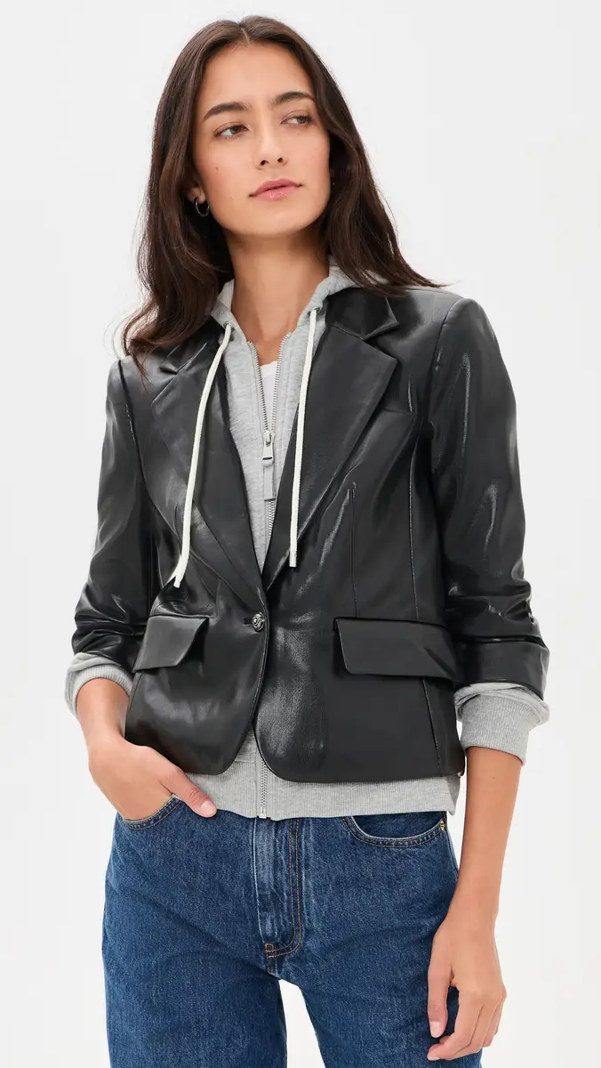 Cinq à Sept Faux Leather Zip Up Le Petit Khloe Blazer | Thumbnail 2 Cinq à Sept Faux Leather Zip Up Le Petit Khloe Blazer | Thumbnail 2