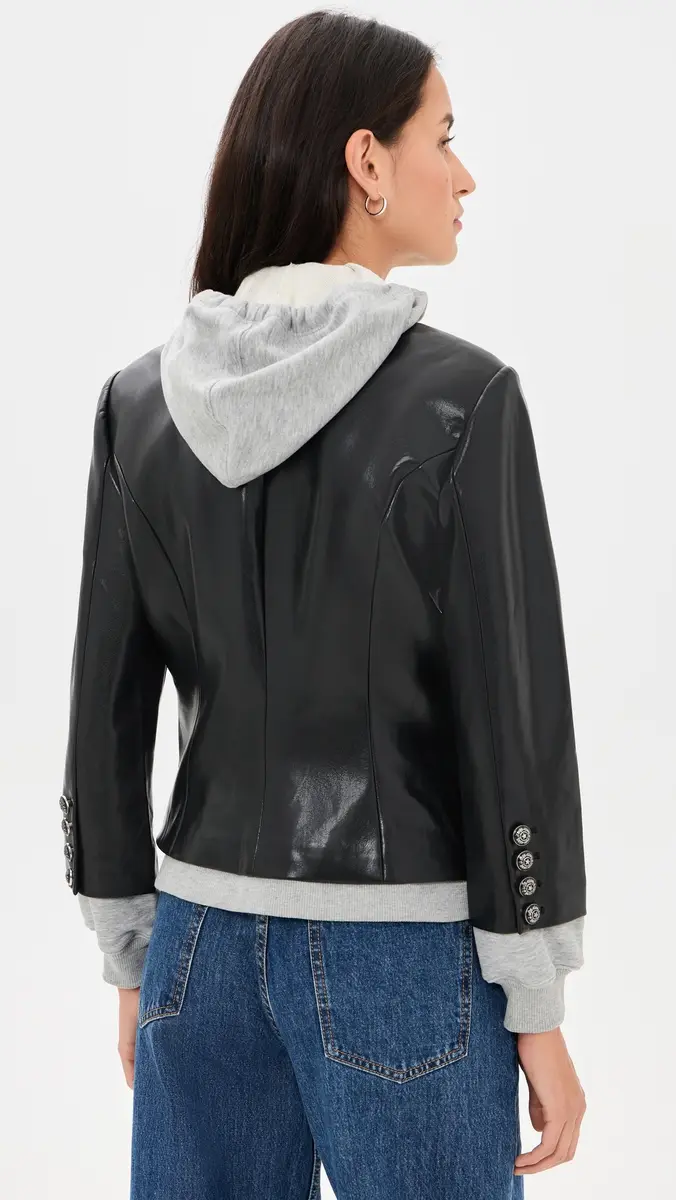 Cinq à Sept Faux Leather Zip Up Le Petit Khloe Blazer | Thumbnail 3 Cinq à Sept Faux Leather Zip Up Le Petit Khloe Blazer | Thumbnail 3