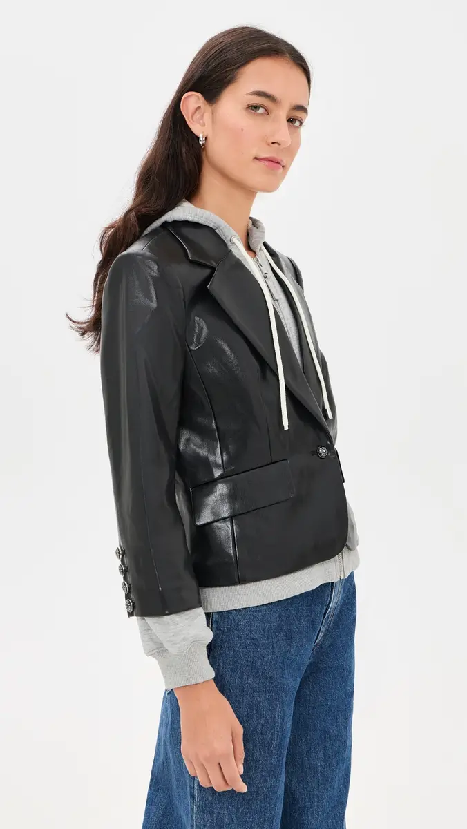 Cinq à Sept Faux Leather Zip Up Le Petit Khloe Blazer | Thumbnail 4 Cinq à Sept Faux Leather Zip Up Le Petit Khloe Blazer | Thumbnail 4