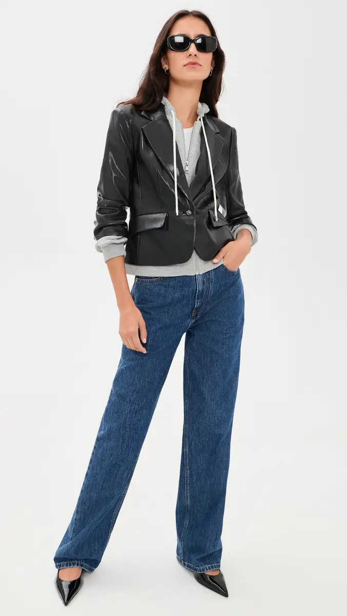 Cinq à Sept Faux Leather Zip Up Le Petit Khloe Blazer | Thumbnail 5 Cinq à Sept Faux Leather Zip Up Le Petit Khloe Blazer | Thumbnail 5