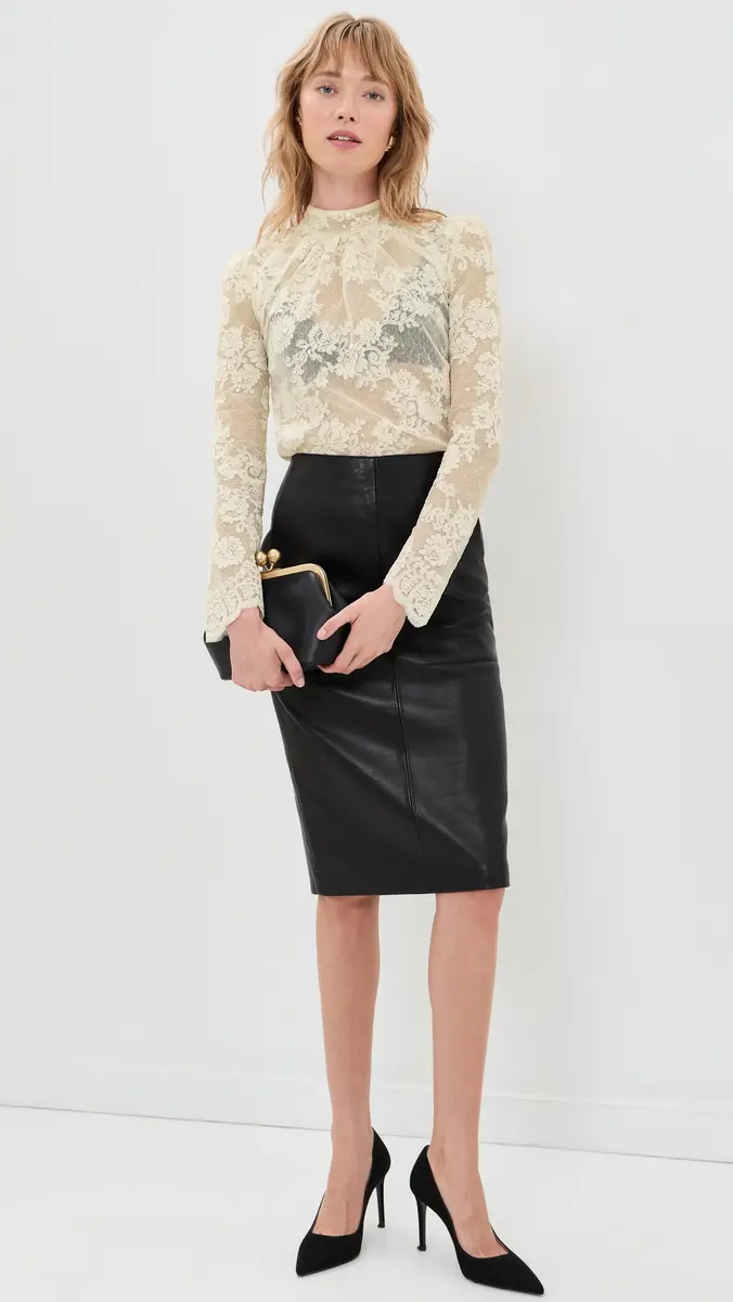 Self-Portrait Cream Sequin Lace Top | Thumbnail 6
