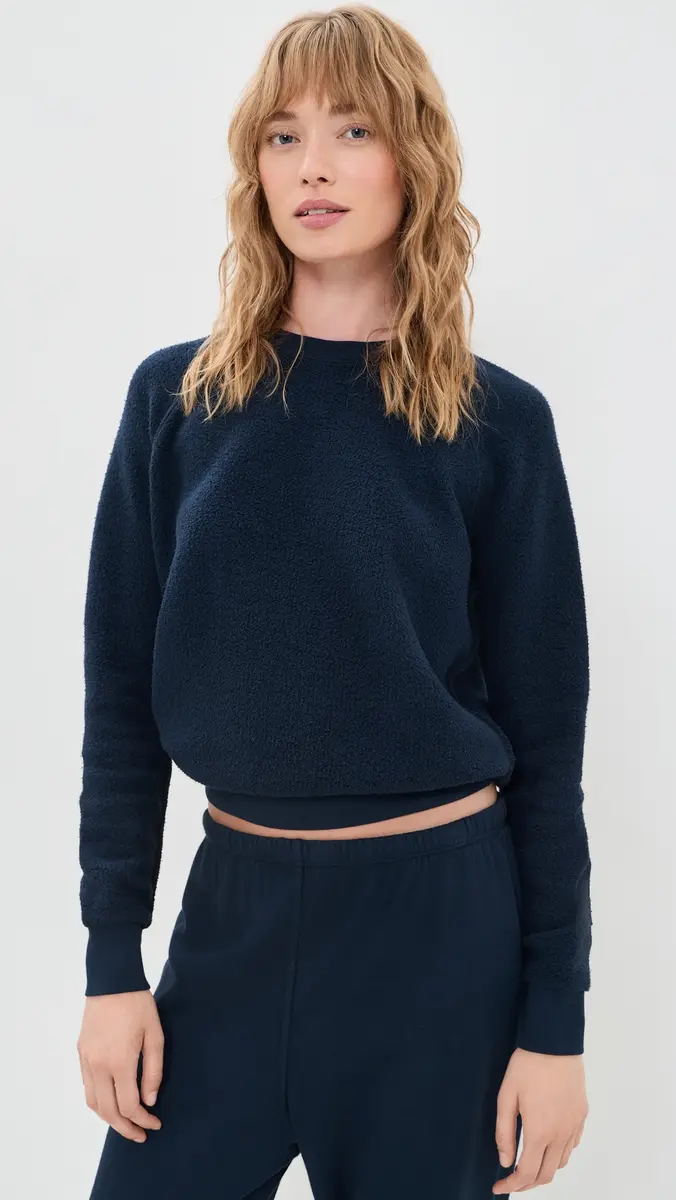 perfectwhitetee Ziggy Inside Out Fleece Long Sleeve Crew Neck Sweatshirt | Thumbnail 2