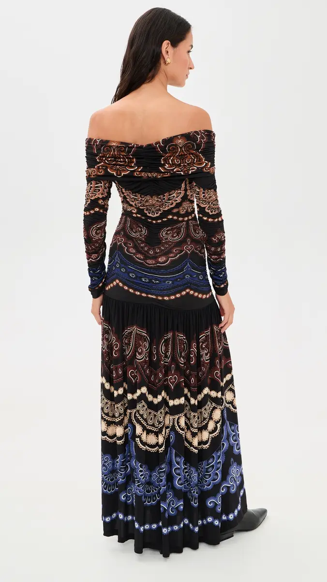 Farm Rio Nicole Black Long Sleeve Maxi Dress | Thumbnail 3 Farm Rio Nicole Black Long Sleeve Maxi Dress | Thumbnail 3