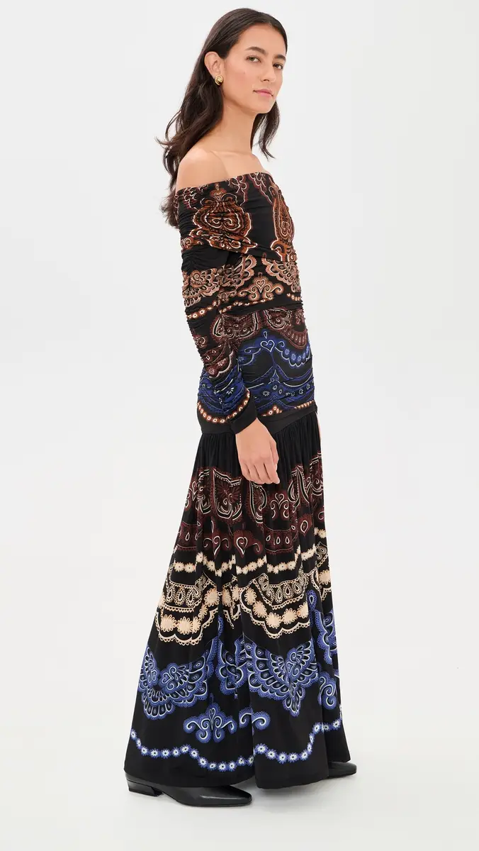 Farm Rio Nicole Black Long Sleeve Maxi Dress | Thumbnail 4 Farm Rio Nicole Black Long Sleeve Maxi Dress | Thumbnail 4