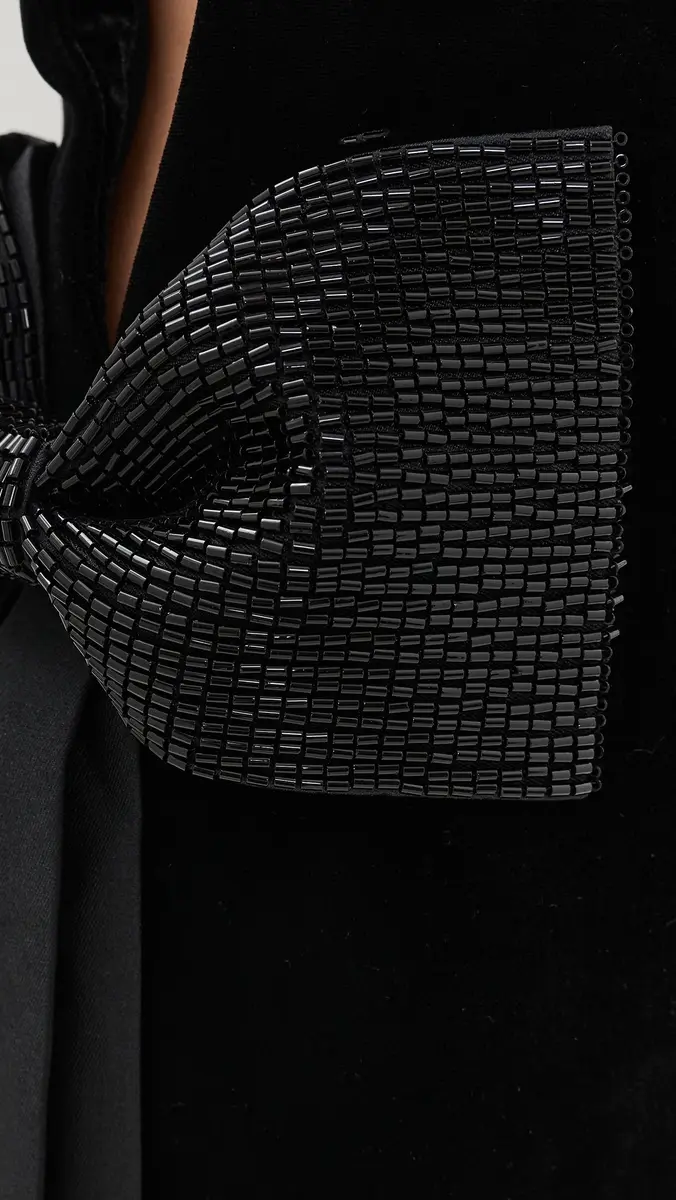 Self-Portrait Black Velvet Bow Sides Maxi Dress | Thumbnail 6 Self-Portrait Black Velvet Bow Sides Maxi Dress | Thumbnail 6