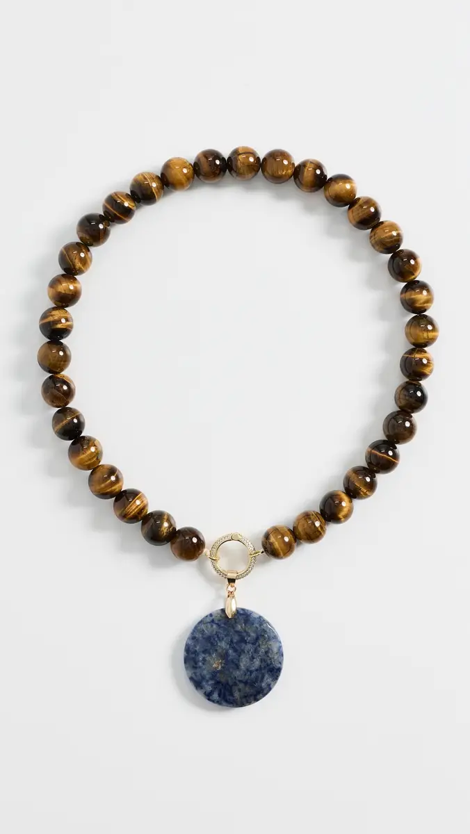 By Adina Eden Tiger Eye Earth Drop Pendant Necklace | Thumbnail 2