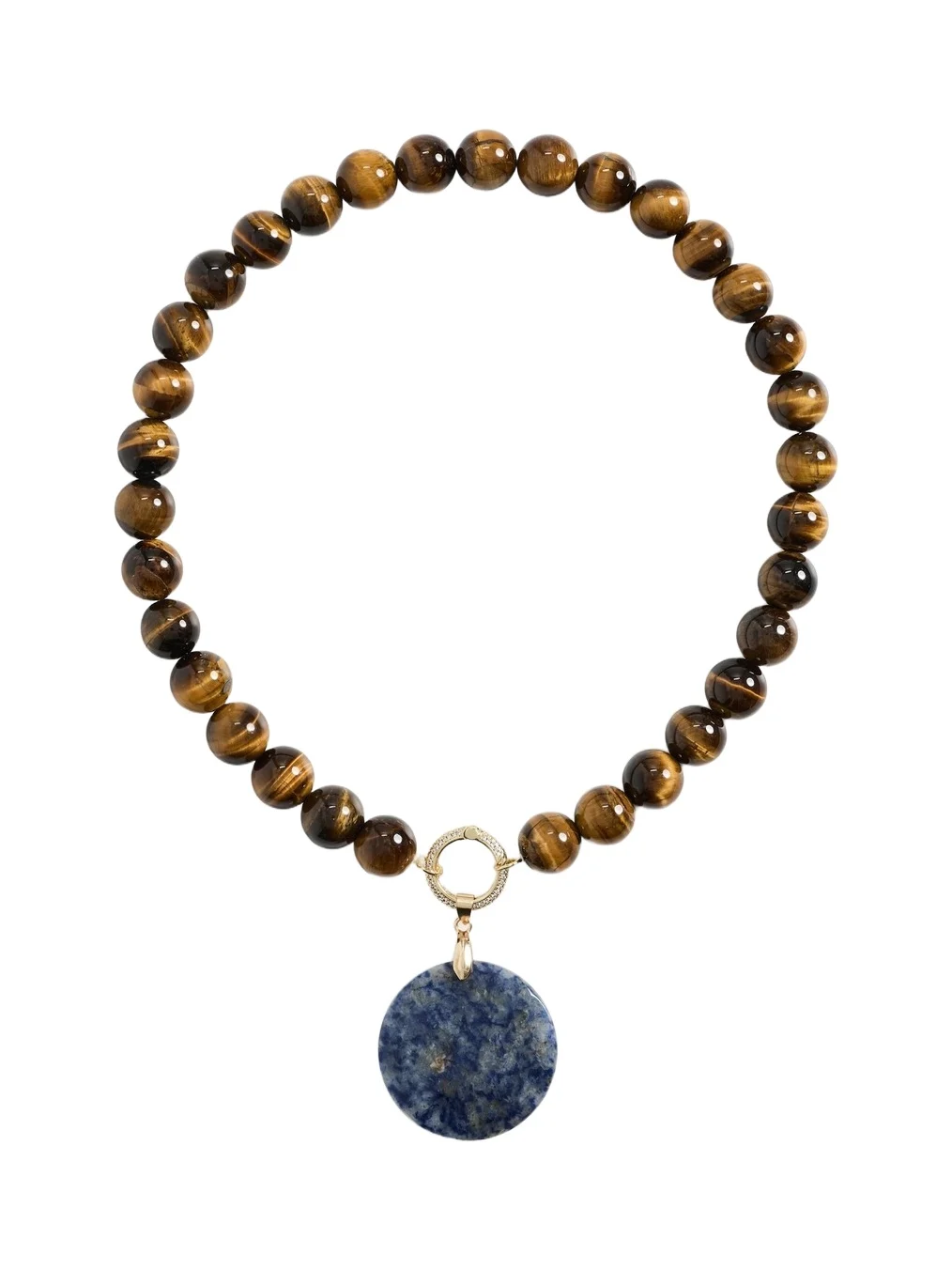 By Adina Eden Tiger Eye Earth Drop Pendant Necklace