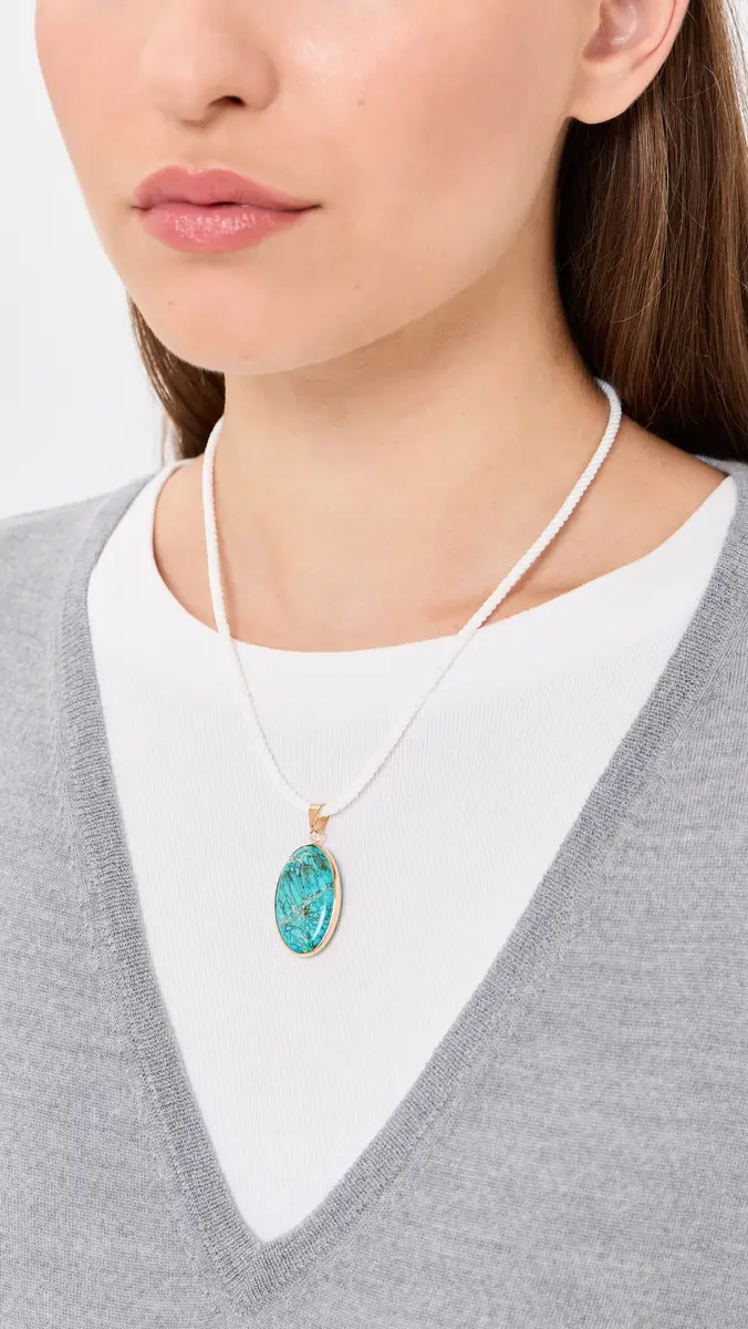 By Adina Eden Aqua Blue Pendant Twisted Rope Necklace | Thumbnail 3