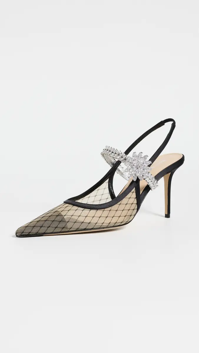 Mach & Mach Lotus Flower Fishnet Slingback Pumps | Thumbnail 2 Mach & Mach Lotus Flower Fishnet Slingback Pumps | Thumbnail 2