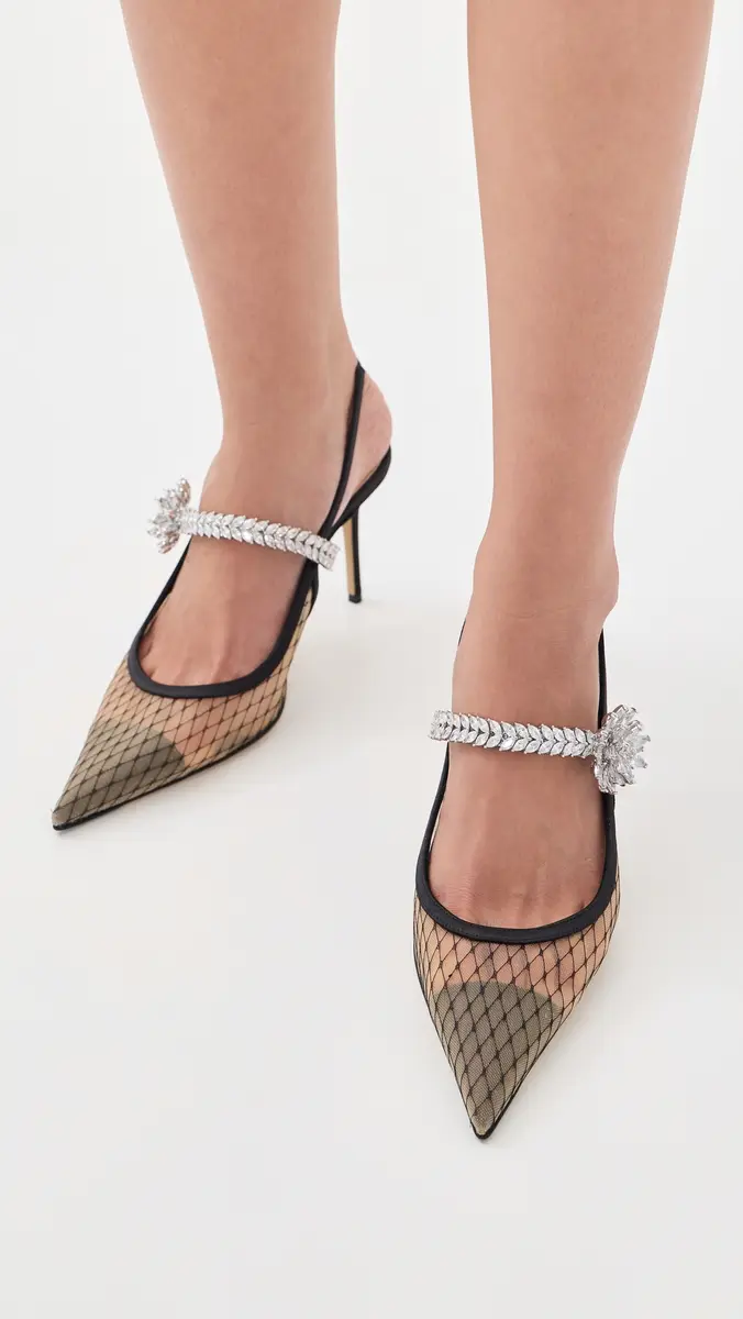 Mach & Mach Lotus Flower Fishnet Slingback Pumps | Thumbnail 4 Mach & Mach Lotus Flower Fishnet Slingback Pumps | Thumbnail 4