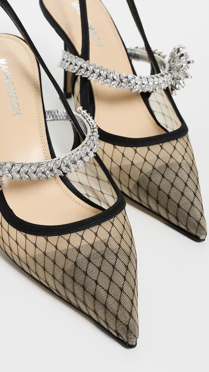 Mach & Mach Lotus Flower Fishnet Slingback Pumps | Thumbnail 6 Mach & Mach Lotus Flower Fishnet Slingback Pumps | Thumbnail 6