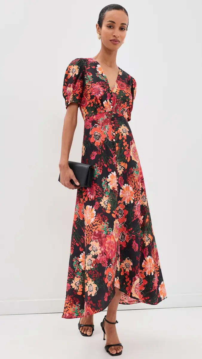 Saloni Lea Silk Long Dress | Thumbnail 5 Saloni Lea Silk Long Dress | Thumbnail 5