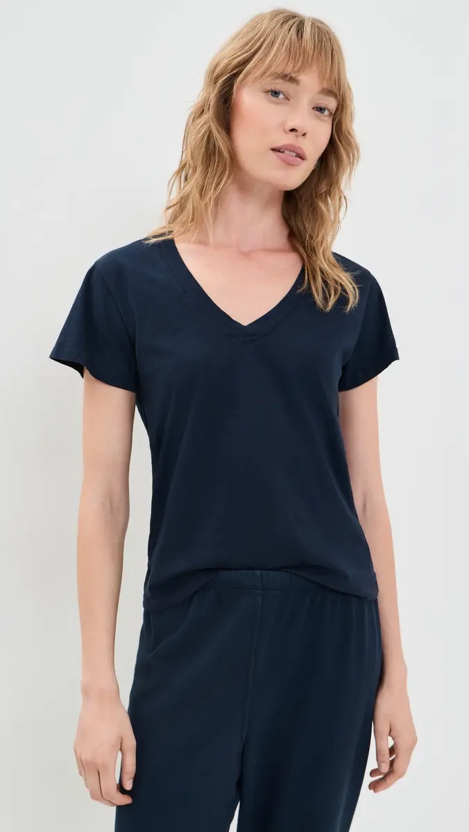 perfectwhitetee Hendrix Cotton Boxy V Neck Tee | Thumbnail 2