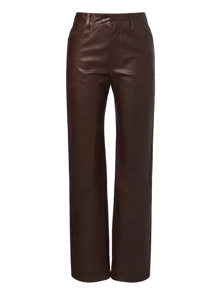 Leather straight pants