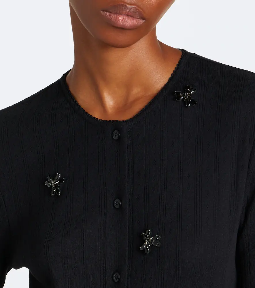 Simone Rocha Embellished pointelle cotton cardigan | Thumbnail 3 Simone Rocha Embellished pointelle cotton cardigan | Thumbnail 3