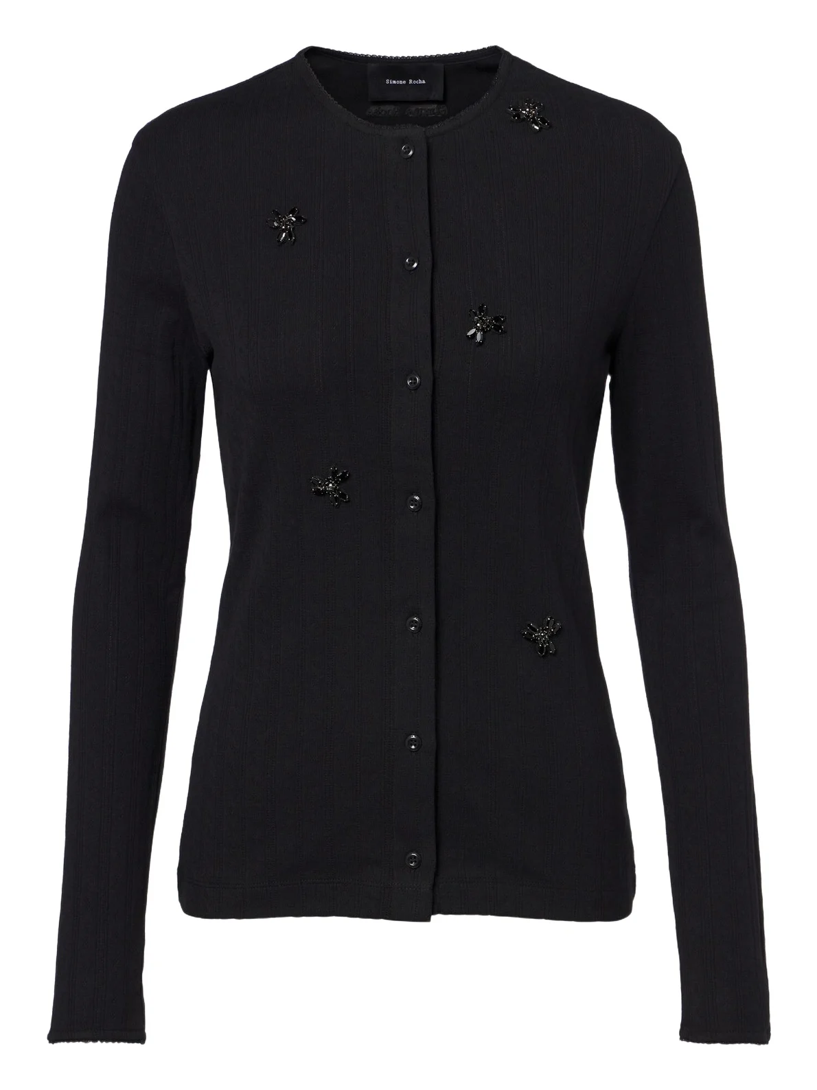 Simone Rocha Embellished pointelle cotton cardigan