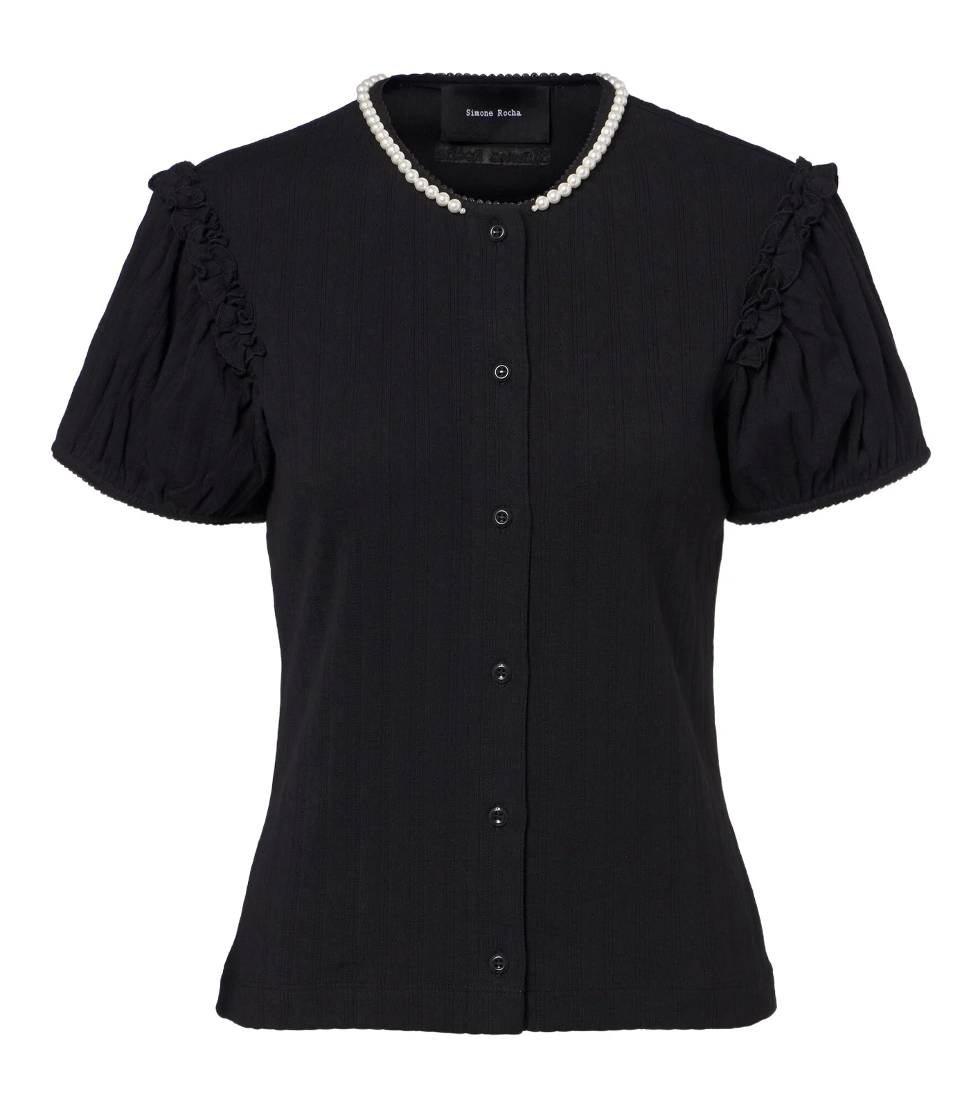 Simone Rocha Embellished pointelle cotton cardigan