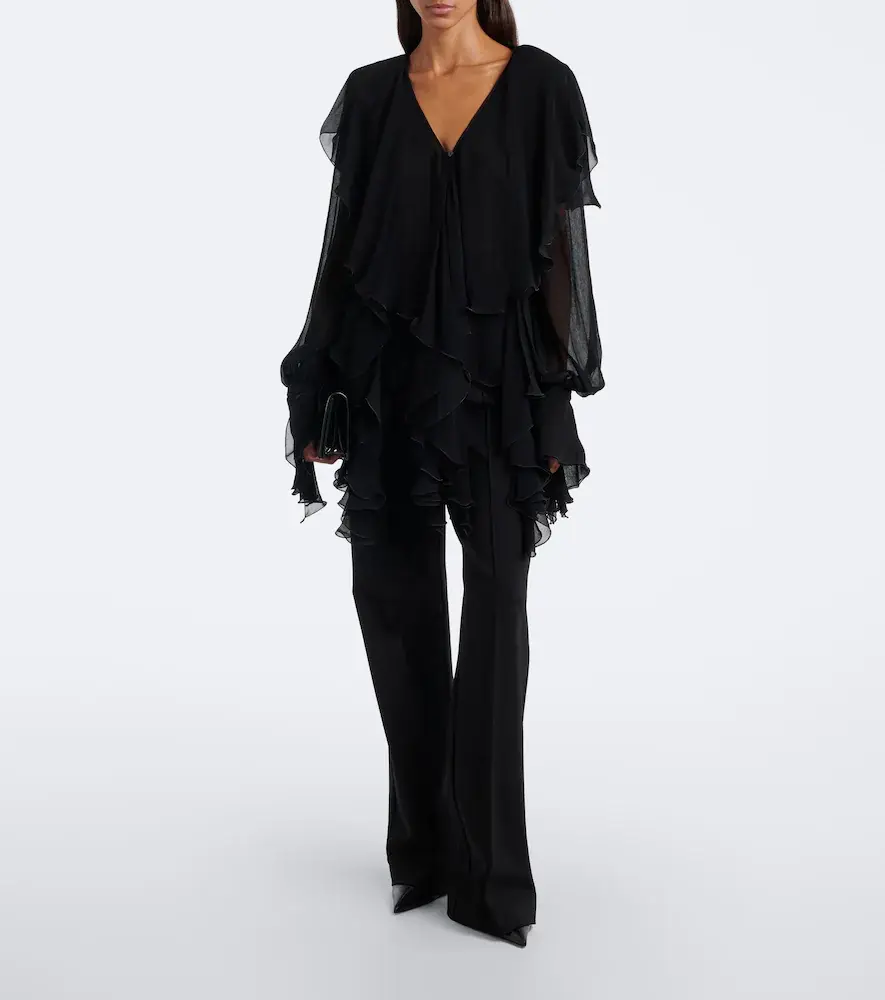 BLUMARINE Ruffled crêpe blouse | Thumbnail 3