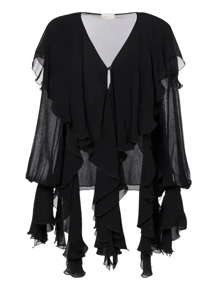 Ruffled crêpe blouse