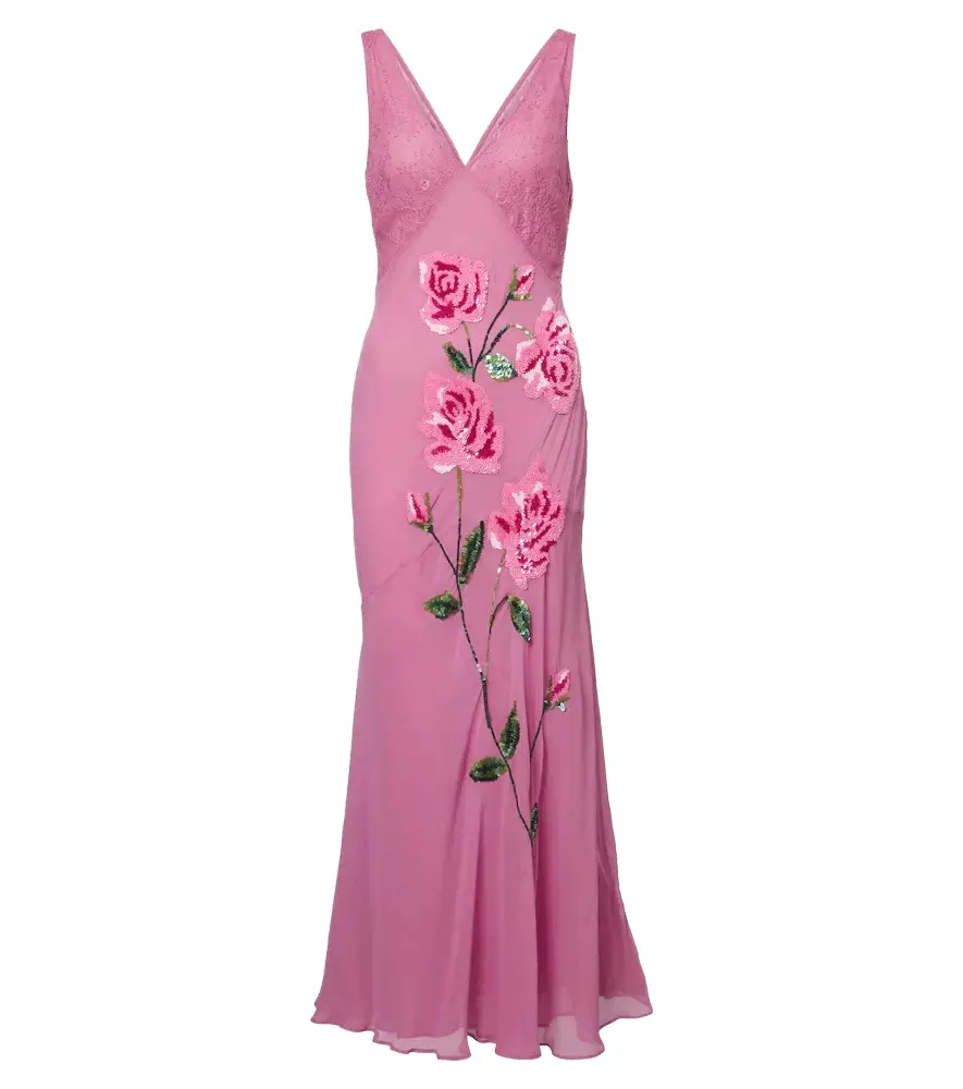 Floral sequined midi dress