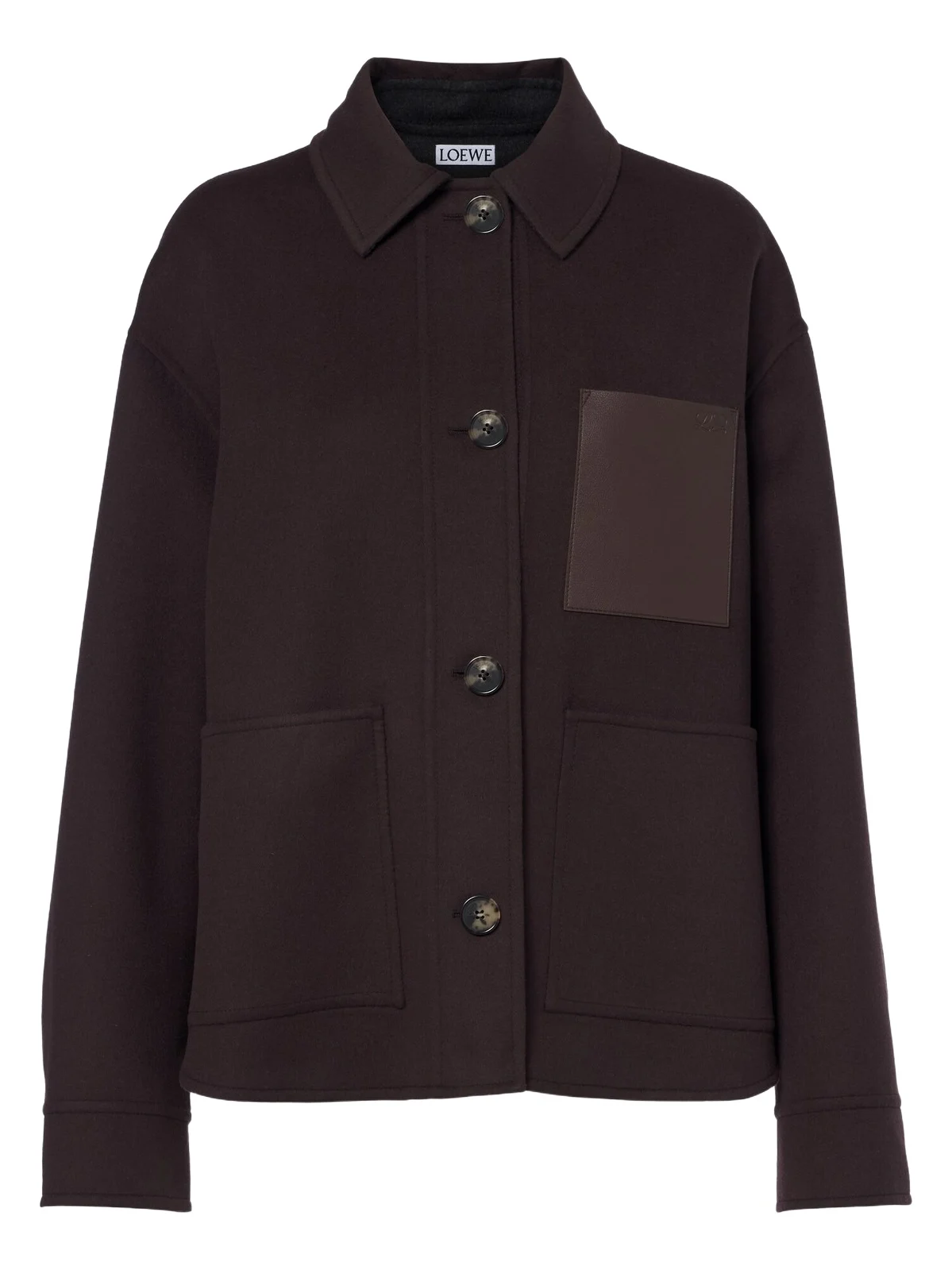 Leather-trimmed wool and cashmere jacket Leather-trimmed wool and cashmere jacket