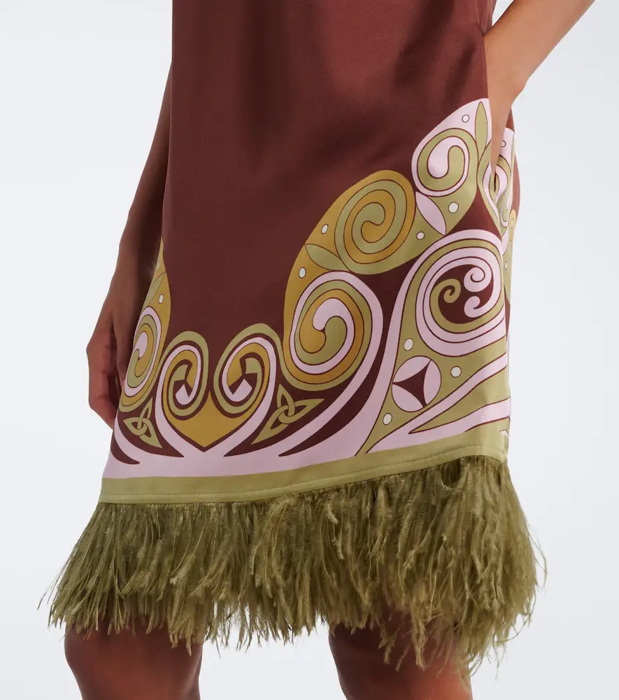 La DoubleJ Kells Swirl feather-trimmed silk minidress | Thumbnail 4 La DoubleJ Kells Swirl feather-trimmed silk minidress | Thumbnail 4