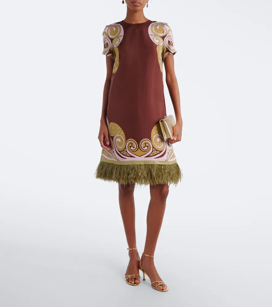 La DoubleJ Kells Swirl feather-trimmed silk minidress | Thumbnail 5 La DoubleJ Kells Swirl feather-trimmed silk minidress | Thumbnail 5