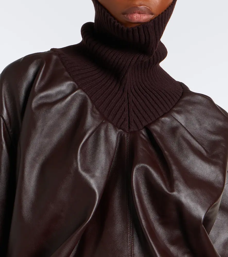 Victoria Beckham Leather turtleneck top | Thumbnail 2