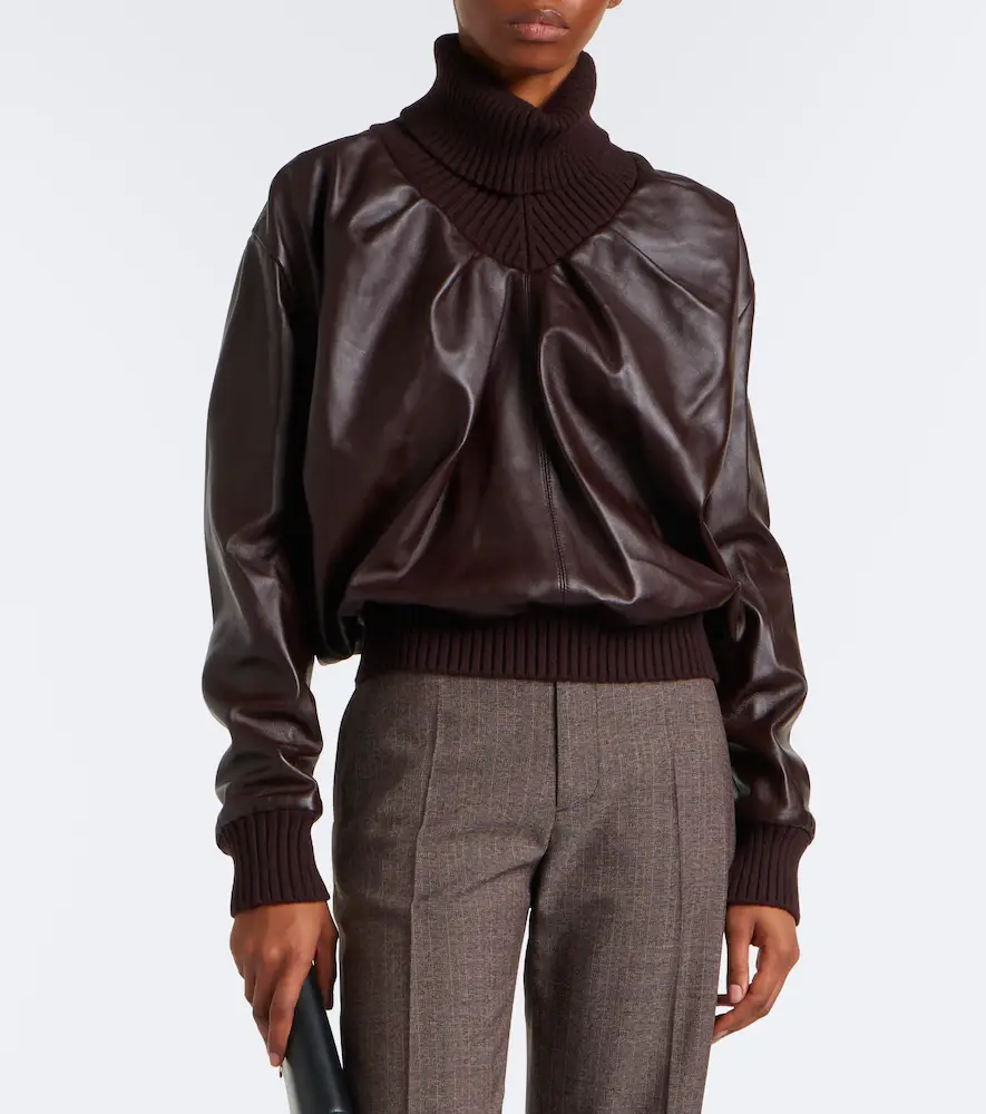 Victoria Beckham Leather turtleneck top | Thumbnail 3