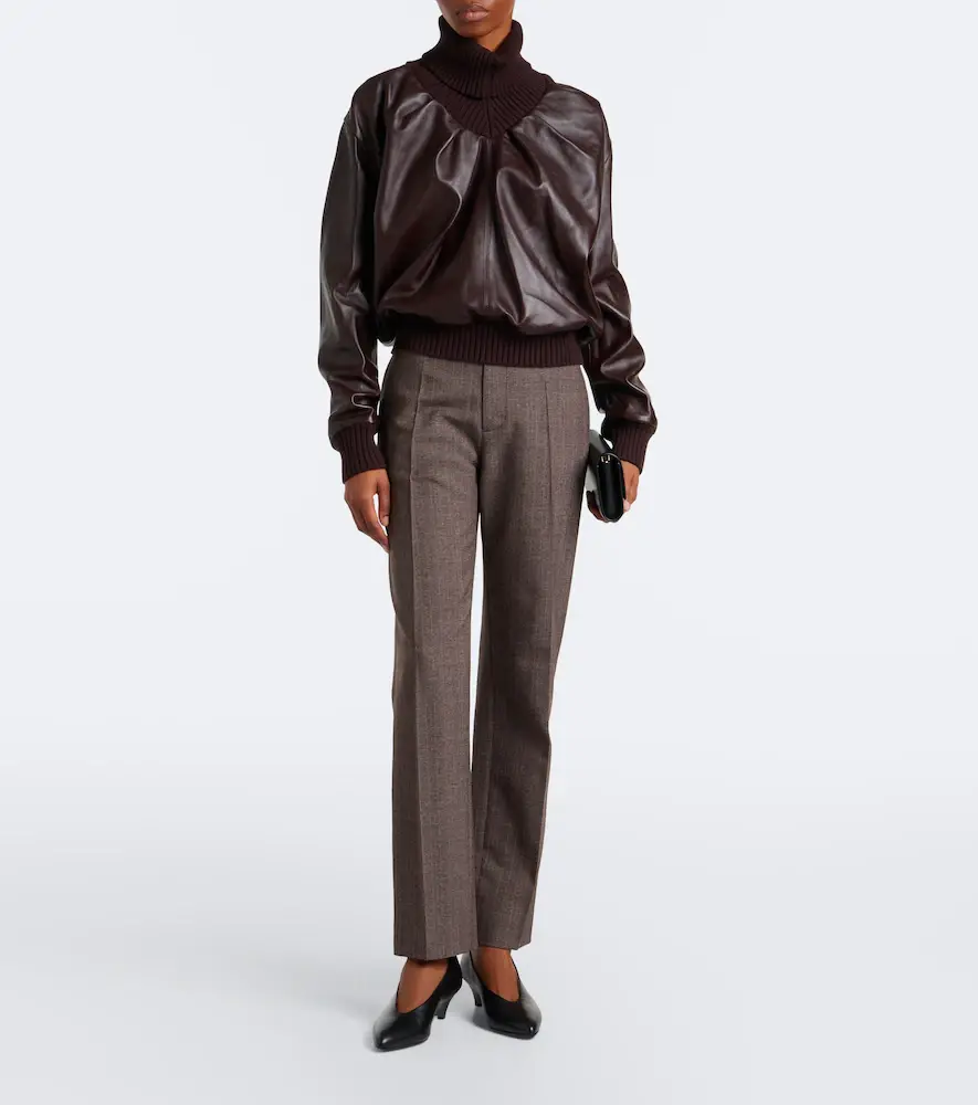 Victoria Beckham Leather turtleneck top | Thumbnail 6