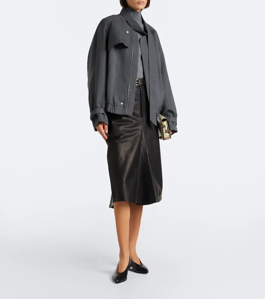 Victoria Beckham Leather midi skirt | Thumbnail 4