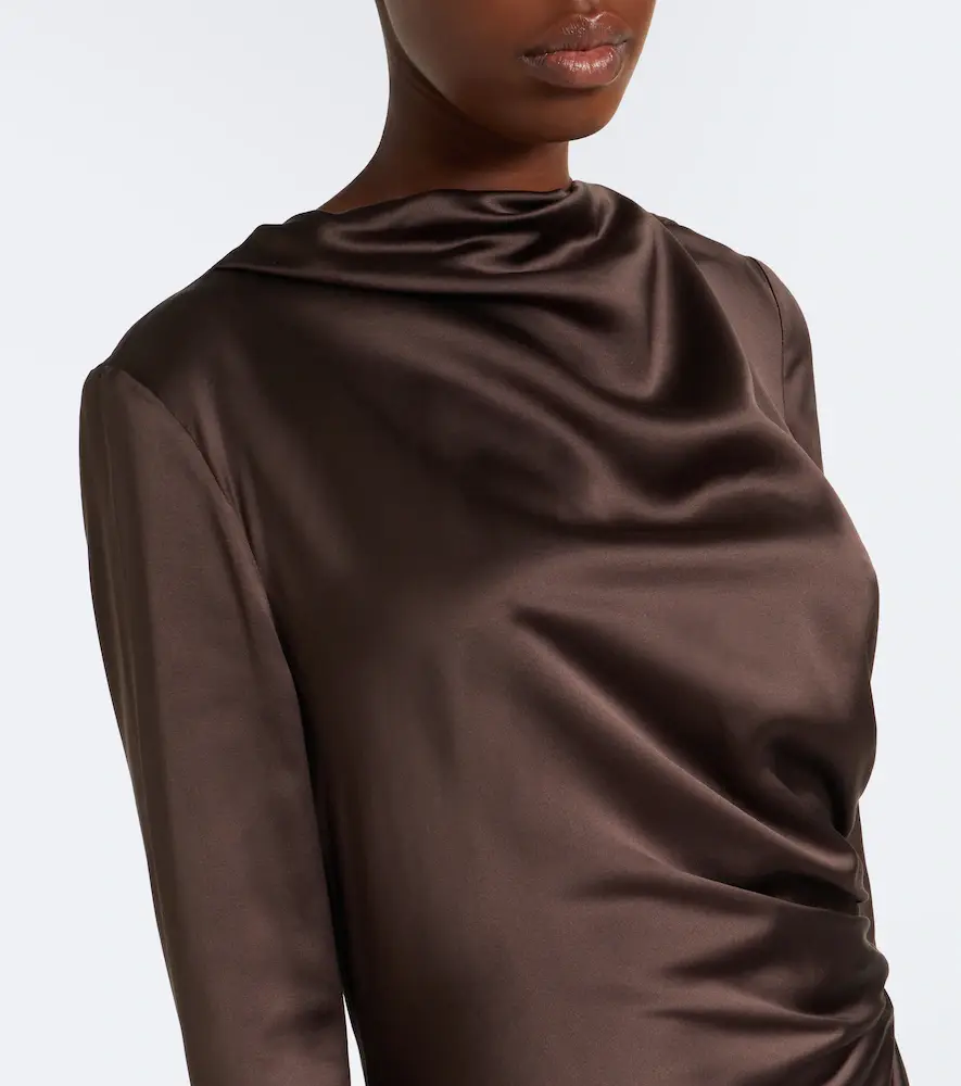Loulou de Saison Fabio draped satin midi dress | Thumbnail 2 Loulou de Saison Fabio draped satin midi dress | Thumbnail 2