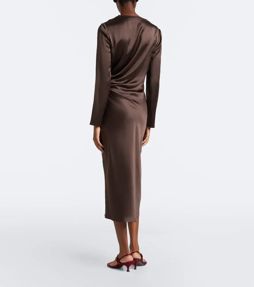 Loulou de Saison Fabio draped satin midi dress | Thumbnail 5 Loulou de Saison Fabio draped satin midi dress | Thumbnail 5