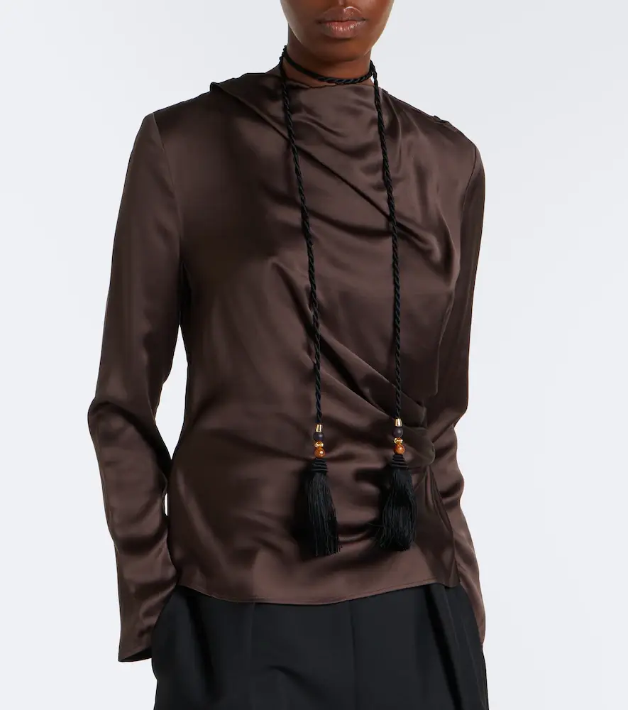 Loulou de Saison Anya draped satin top | Thumbnail 3 Loulou de Saison Anya draped satin top | Thumbnail 3