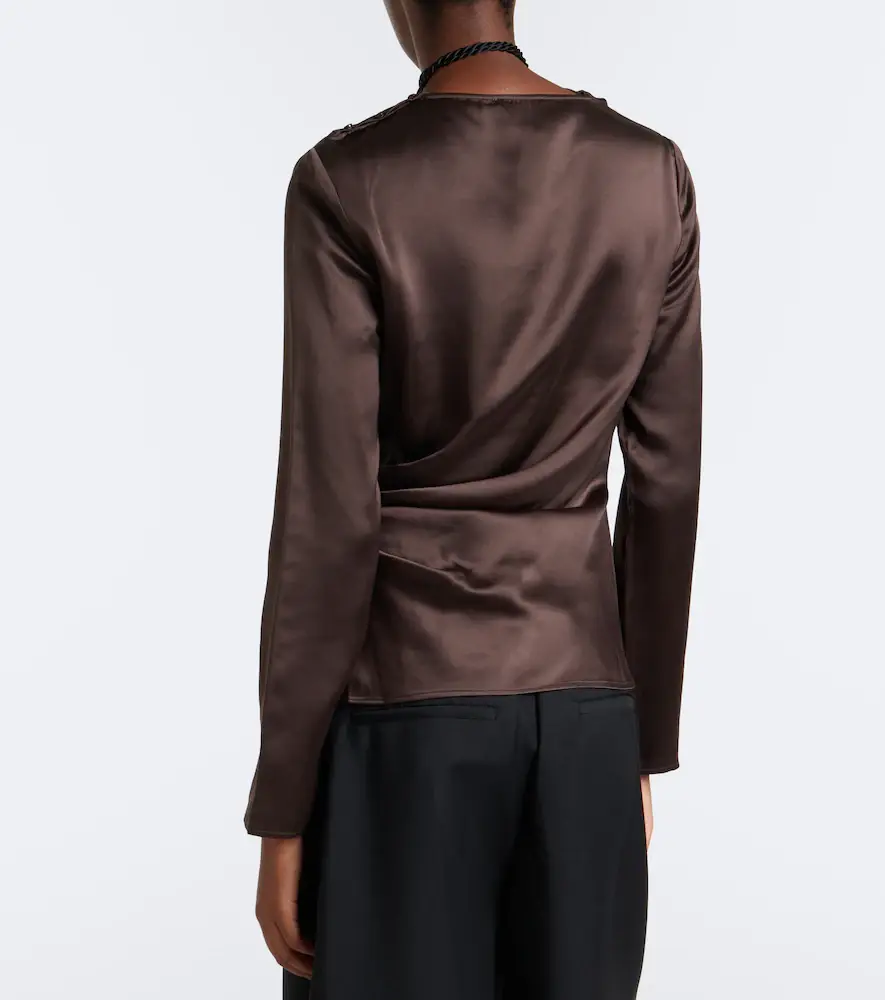 Loulou de Saison Anya draped satin top | Thumbnail 4 Loulou de Saison Anya draped satin top | Thumbnail 4