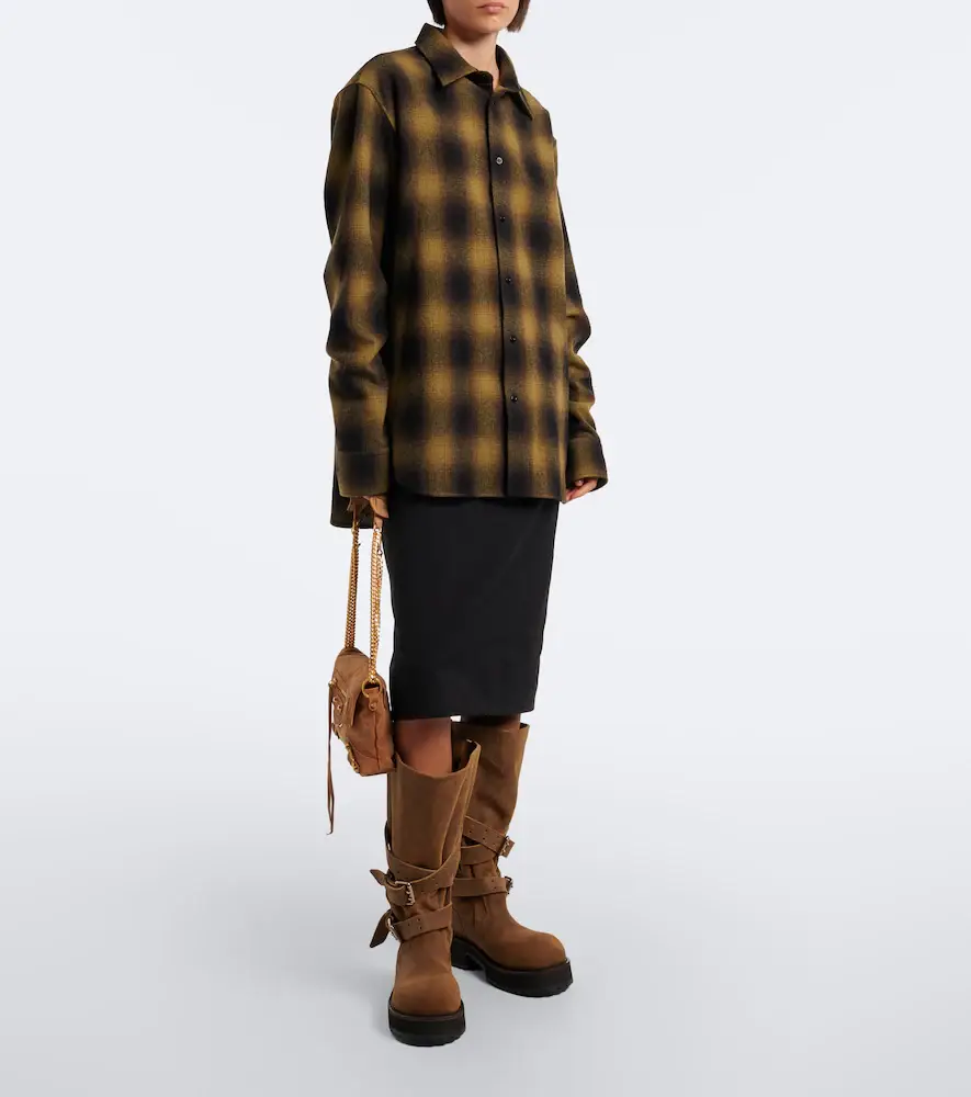Balenciaga Checked wool-blend flannel overshirt | Thumbnail 4 Balenciaga Checked wool-blend flannel overshirt | Thumbnail 4