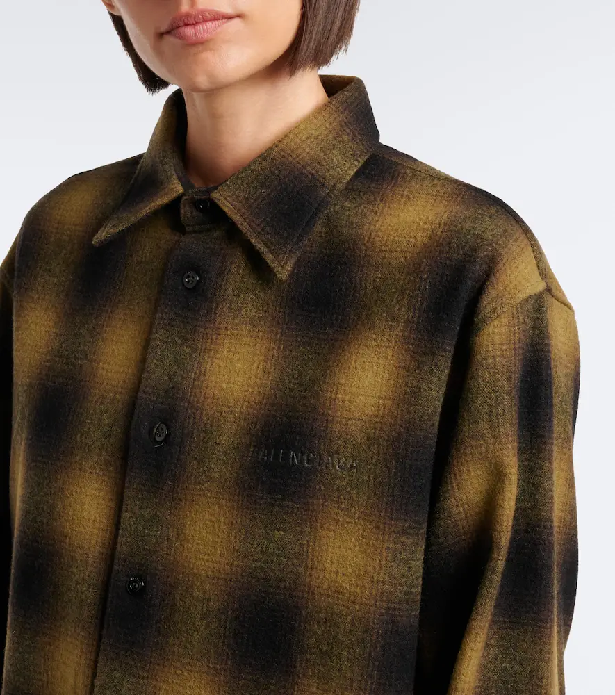 Balenciaga Checked wool-blend flannel overshirt | Thumbnail 6 Balenciaga Checked wool-blend flannel overshirt | Thumbnail 6