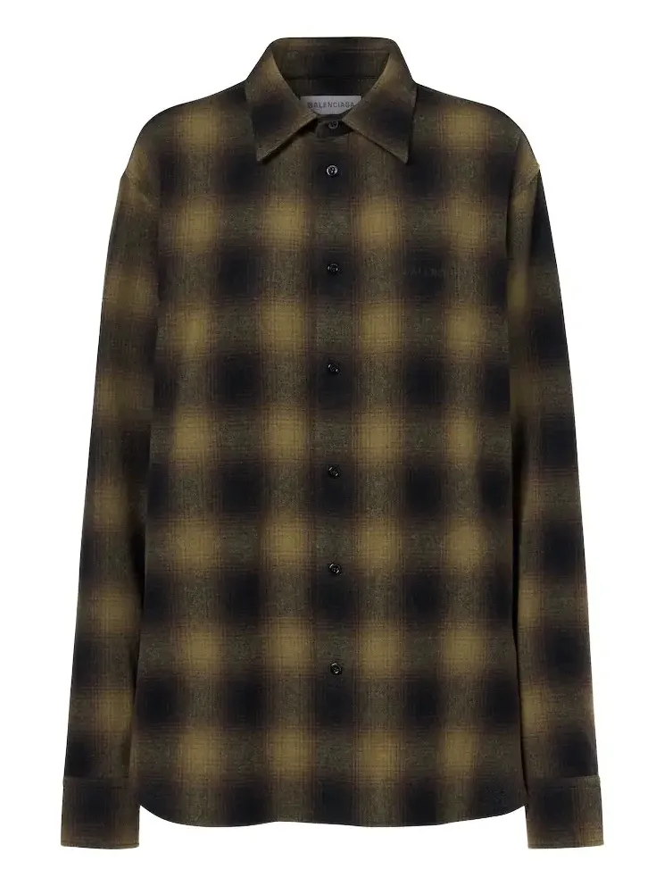 Checked wool-blend flannel overshirt
