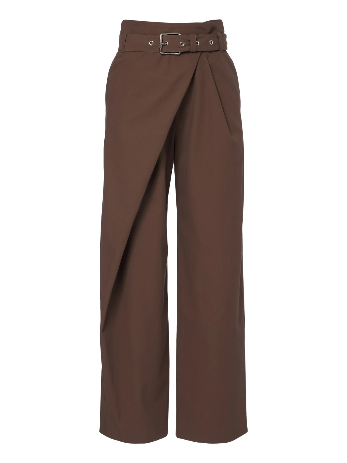 Belted draped cotton wide-leg pants Belted draped cotton wide-leg pants