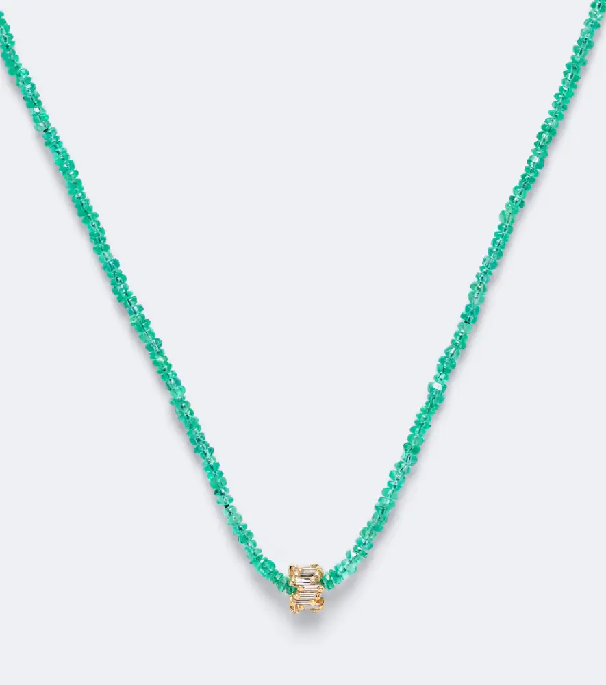 Suzanne Kalan Infinite 18kt gold beaded necklace with emeralds and diamonds | Thumbnail 3 Suzanne Kalan Infinite 18kt gold beaded necklace with emeralds and diamonds | Thumbnail 3