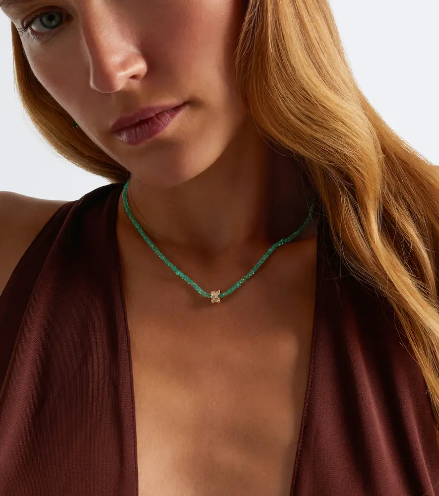 Suzanne Kalan Infinite 18kt gold beaded necklace with emeralds and diamonds | Thumbnail 4 Suzanne Kalan Infinite 18kt gold beaded necklace with emeralds and diamonds | Thumbnail 4