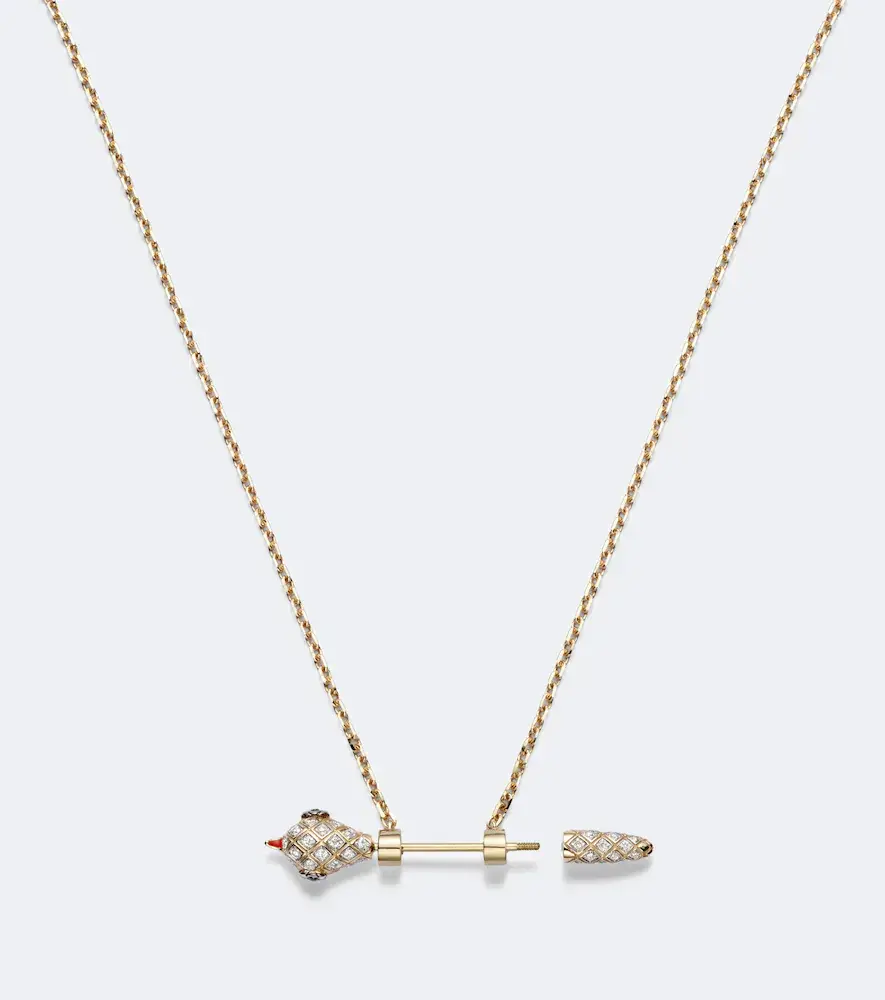 Yvonne Léon Yvonne Léon Python 9kt gold and enamel pendant necklace with diamonds | Thumbnail 2