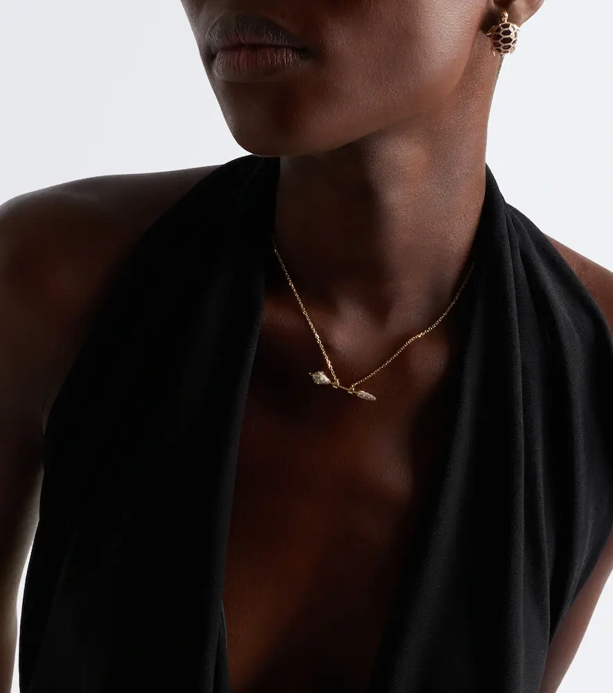 Yvonne Léon Yvonne Léon Python 9kt gold and enamel pendant necklace with diamonds | Thumbnail 3