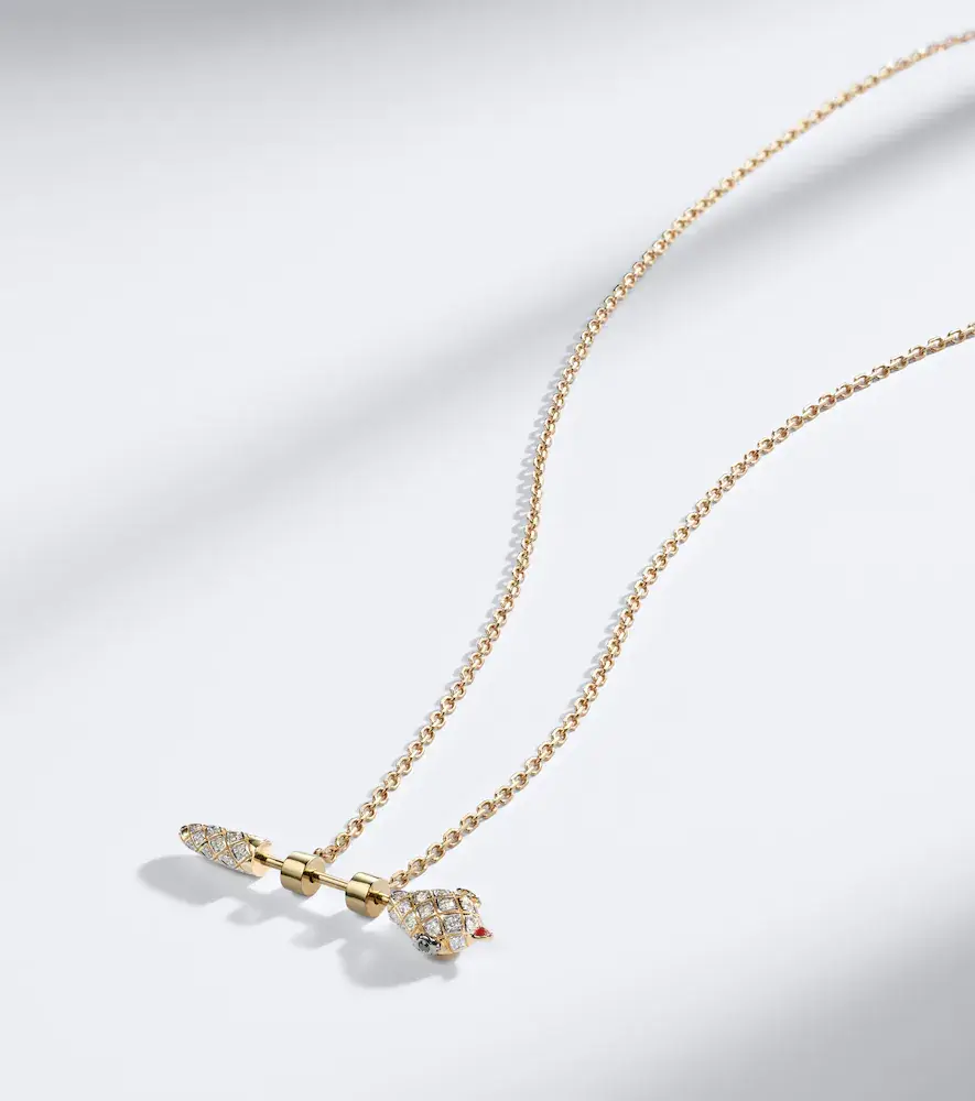 Yvonne Léon Yvonne Léon Python 9kt gold and enamel pendant necklace with diamonds | Thumbnail 5